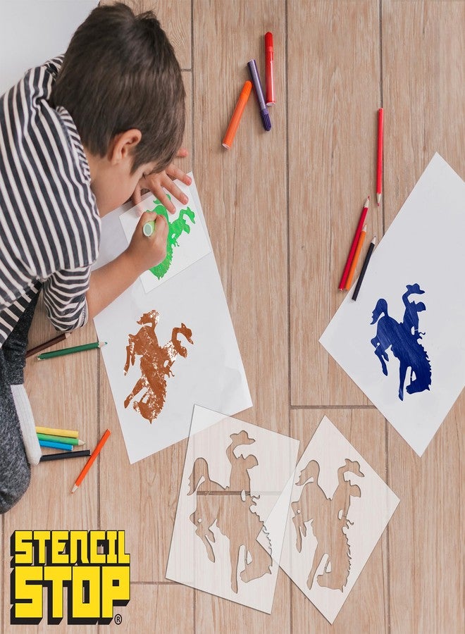 Stencil Stop استنسل توقف راعي البقر على حصان جامح - قابل لإعادة الاستخدام لمشاريع الأعمال اليدوية والرسم والتلوين والحرف اليدوية - بلاستيك مايلر 14 مل (10.25 × 12 بوصة) - Image 5