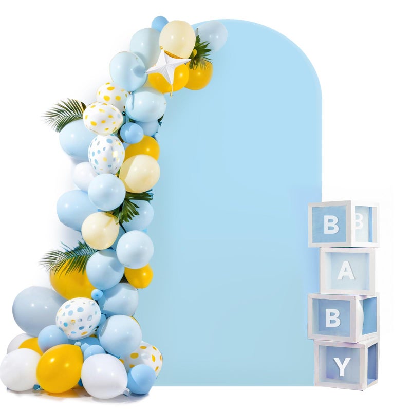 HEMMOTOP 7.2 ft Blue Arch Backdrop Cover (No Arch Stand), Spandex Arch Covers Stretchy Backdrop for Balloon, Wedding, Birthday Party, Baby Shower, Banquet Arch Decoratio - Image 1