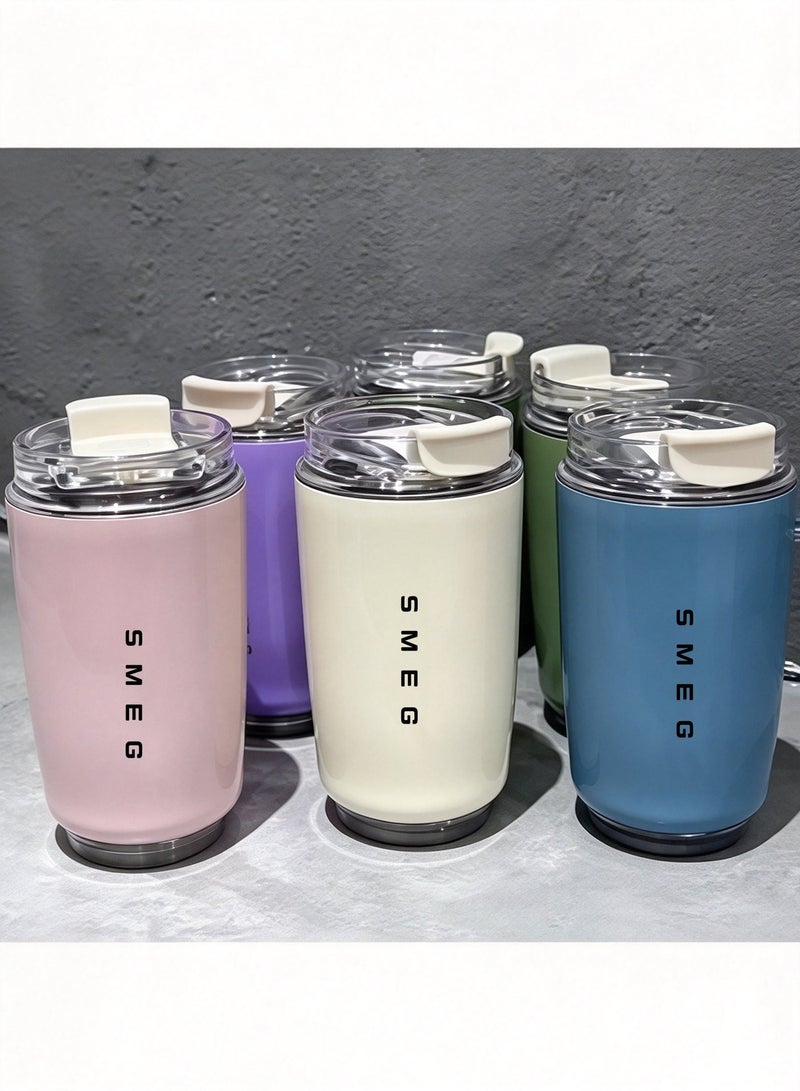 smeg Travel Coffee Mug, 320ml Insulated Beverage Cup With Leakproof Lid, Long Lasting Coffee Tumbler With Lid And Straw, Travel Coffee Thermos White - Image 4