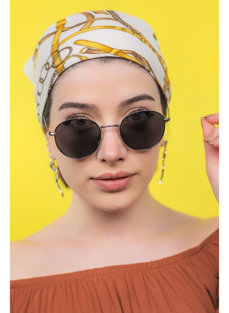 Focus On Round Gunmetal Sunglasses  - Image 3