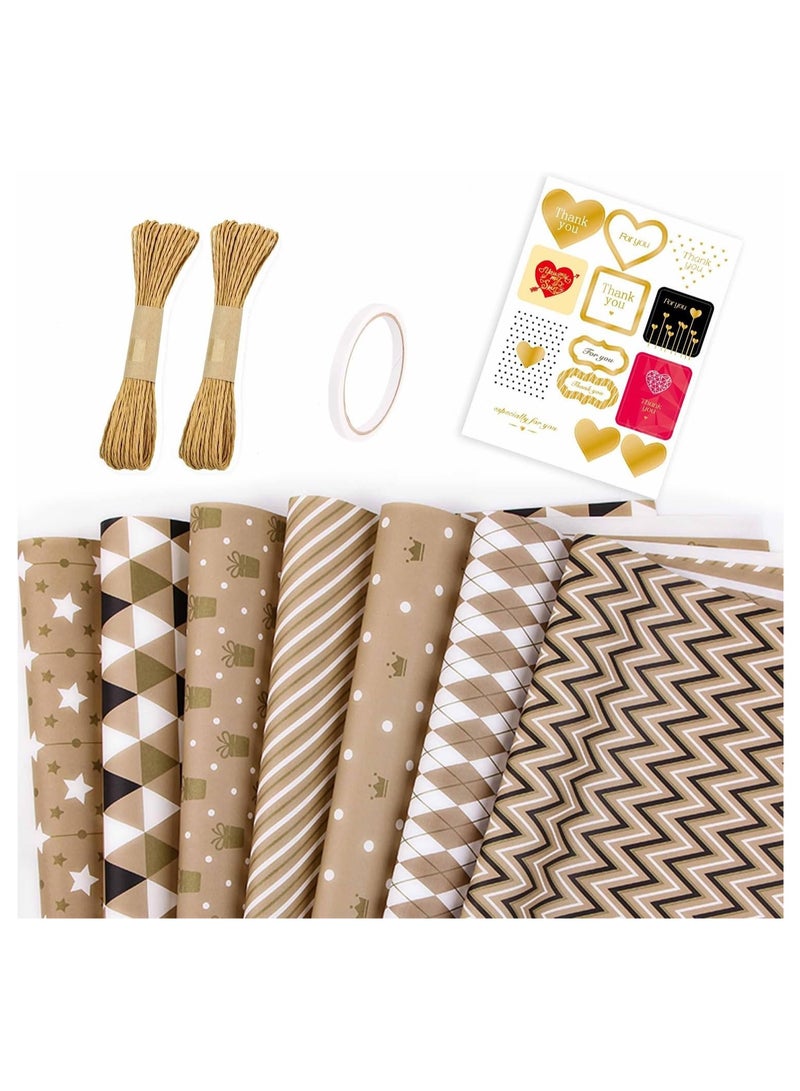 مجموعة ورق تغليف الهدايا مع شريط لاصق، 50 سم × 70 سم - Image 1