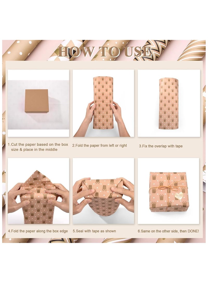 مجموعة ورق تغليف الهدايا مع شريط لاصق، 50 سم × 70 سم - Image 5