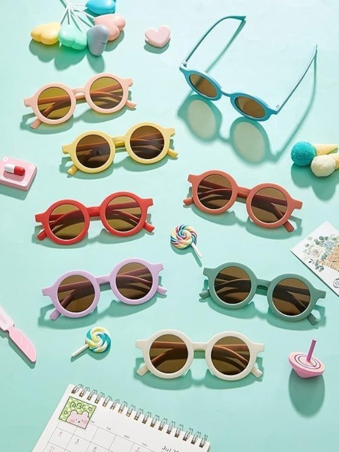 ChicAbode 12 Pairs Kids Round Sunglasses, Toddler Boys Girls Retro Cute Sunglasses Bulk Set, for Party Outdoor Eyewear, UV Protection, Ages 3-10 - Image 4