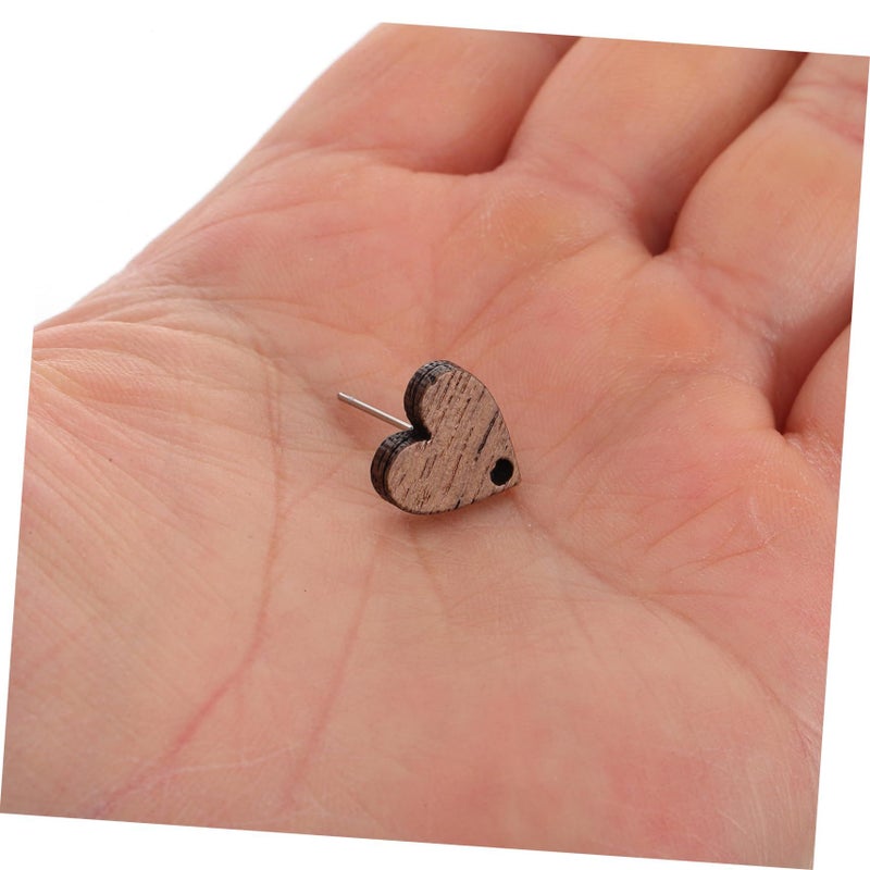 10 Pcs Elegant Heart Shape Wooden Earring Studs DIY Jewelry Crafting Earring Accessories Sustainable Wood Comfortable Post - Image 5
