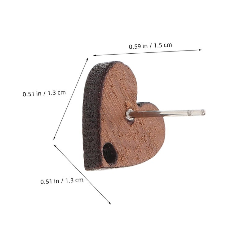 10 Pcs Elegant Heart Shape Wooden Earring Studs DIY Jewelry Crafting Earring Accessories Sustainable Wood Comfortable Post - Image 3