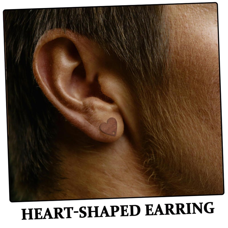 10 Pcs Elegant Heart Shape Wooden Earring Studs DIY Jewelry Crafting Earring Accessories Sustainable Wood Comfortable Post - Image 4