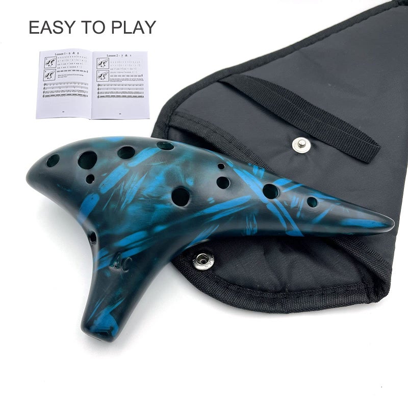 LIEKE Ocarina 12 Hole Alto C Straw Smoked Ceramic Ocarinas,Musical Instrument, Ocarina for Adults with Songbook Neck Strap Bag - Image 5