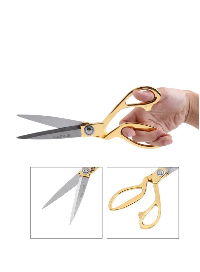 ECVV مقص خياط احترافي من الفولاذ المقاوم للصدأ، مقص احترافي شديد التحمل، ذهبي، 8.5 بوصة - Image 3