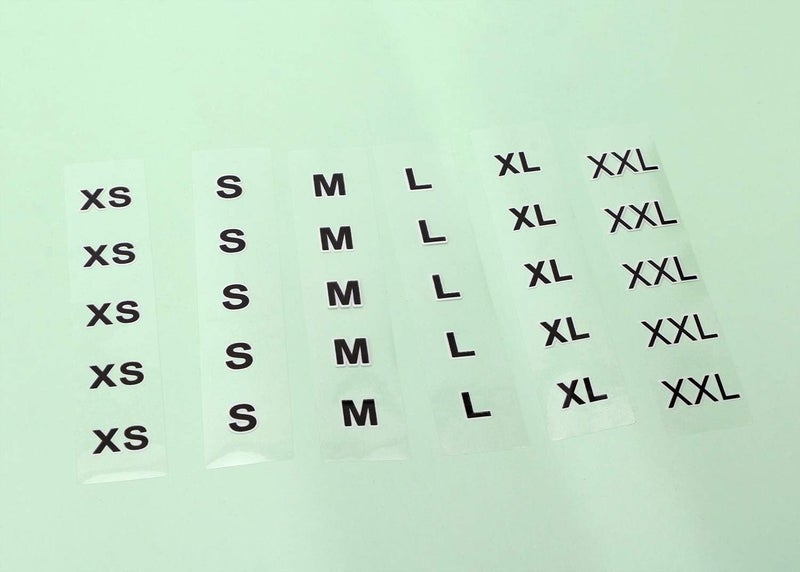 ONLYKXY 360pcs Transparent Sticker Strip Plastic Clothing Size Label - 4 Inch, 6 Size Combination (XS/S/M/L/XL/XXL) - Image 3