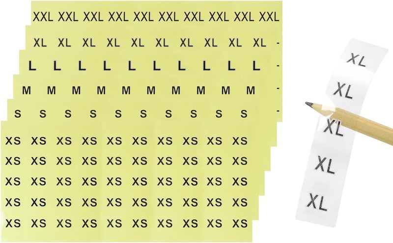 ONLYKXY 360pcs Transparent Sticker Strip Plastic Clothing Size Label - 4 Inch, 6 Size Combination (XS/S/M/L/XL/XXL) - Image 1