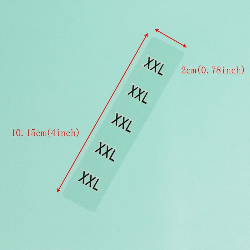 ONLYKXY 360pcs Transparent Sticker Strip Plastic Clothing Size Label - 4 Inch, 6 Size Combination (XS/S/M/L/XL/XXL) - Image 2