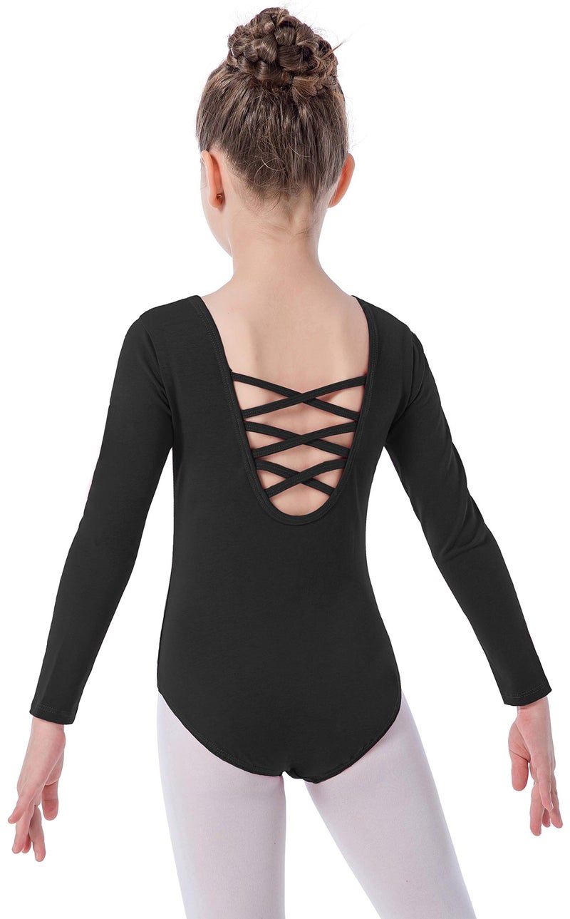 MOLLDAN Girls Long Sleeve Ballet Leotards Crisscross Straps Back Dance Tops(2QT5028-06-XXL) - Image 1