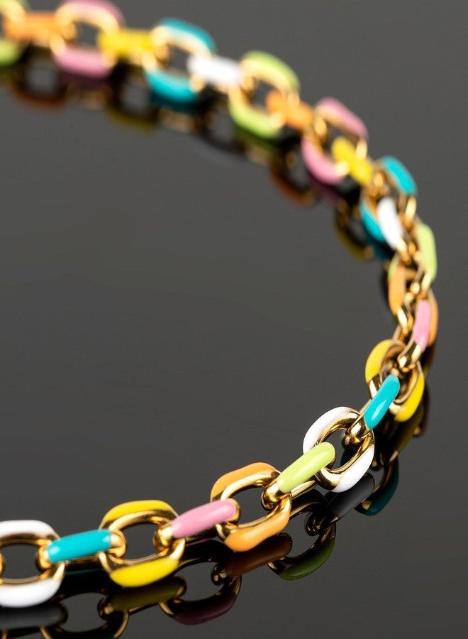UMAOKANG 2 Yard Gold Plated Chain for Jewelry Making Stainless Steel Chains Bulk Colorful Enamel Paperclip Chain Roll with Jump Rings and Lobster Clasps - Image 4