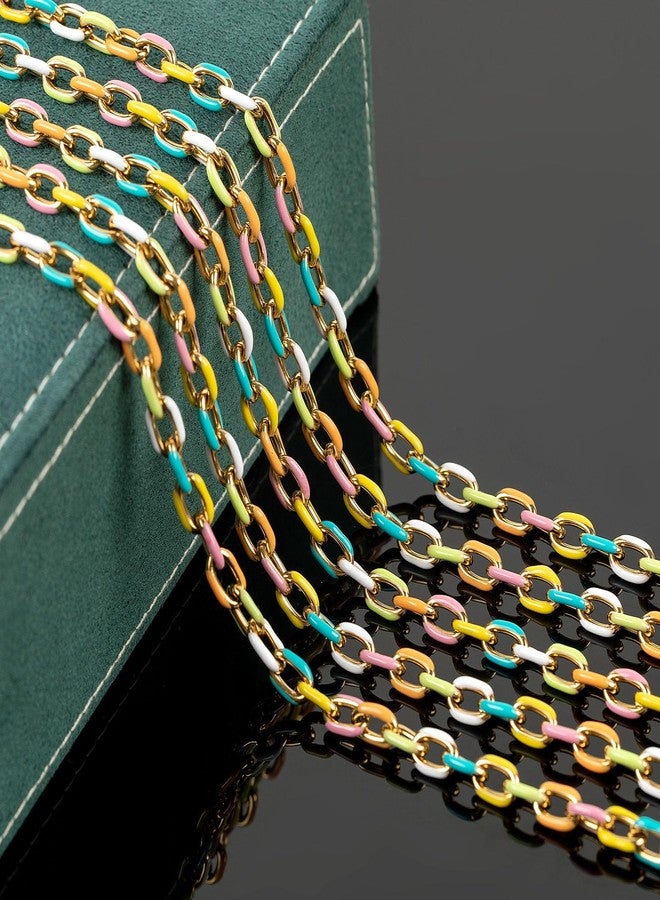 UMAOKANG 2 Yard Gold Plated Chain for Jewelry Making Stainless Steel Chains Bulk Colorful Enamel Paperclip Chain Roll with Jump Rings and Lobster Clasps - Image 5