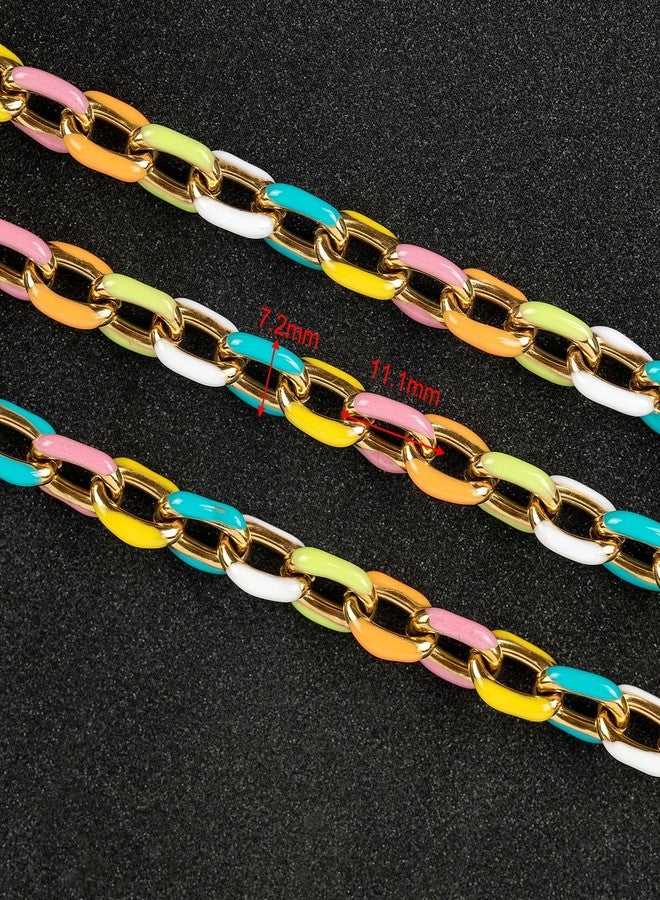 UMAOKANG 2 Yard Gold Plated Chain for Jewelry Making Stainless Steel Chains Bulk Colorful Enamel Paperclip Chain Roll with Jump Rings and Lobster Clasps - Image 3