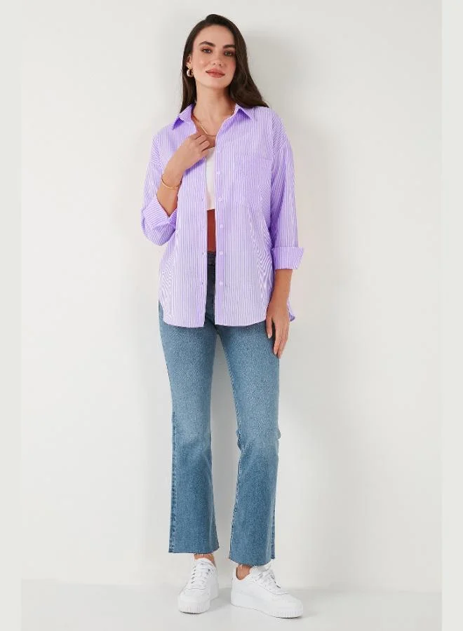 Lela Lela Regular Fit Long Sleeve Pocket Striped Shirt Women's SHIRT 6772895