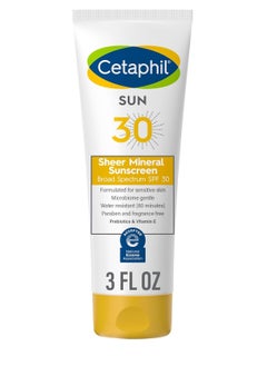 Cethapil Cetaphil Sheer Mineral Sunscreen Lotion for Face and Body, 85 ml, 100% Mineral: Zinc Oxide & Titanium Dioxide, Broad Spectrum SPF 30, Sensitive Skin, Lotion, 30 SPF  - Image 1