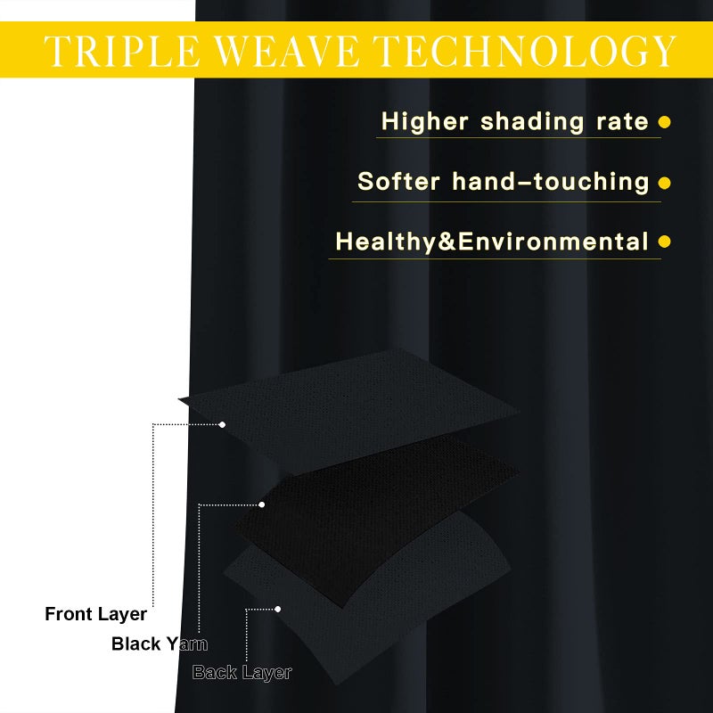 NICETOWN Black Out 132 inch Curtain for Patio Door  Grommet Thermal Insulated Room Divider Wide Winodw Treatment Sound Reducing for Bedroom  Black  1 Panel  80"" W x 132"" L - Image 4