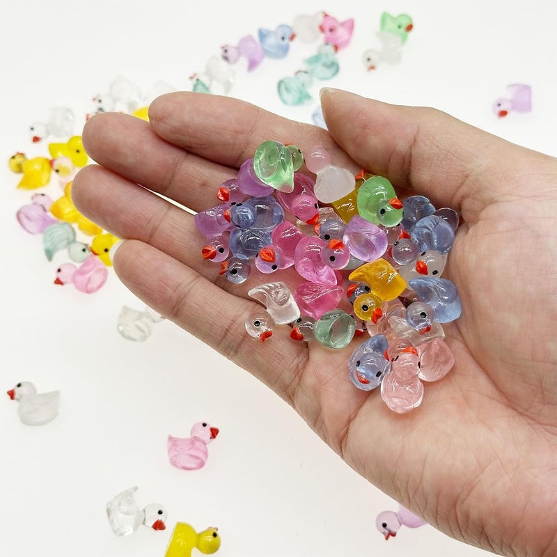 Cayway Mini Resin Duck 100 PCS Little Ducklings Glow in The Dark for Miniature Fairy Garden Decoration Accessories Micro Landscape - Image 3