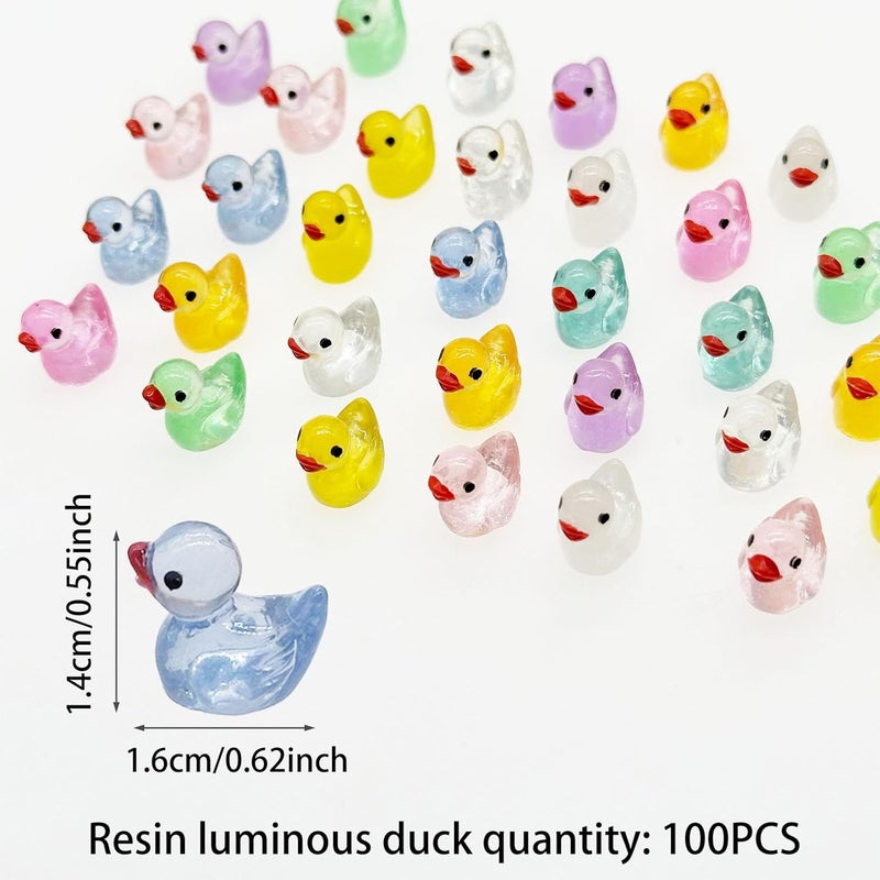 Cayway Mini Resin Duck 100 PCS Little Ducklings Glow in The Dark for Miniature Fairy Garden Decoration Accessories Micro Landscape - Image 2