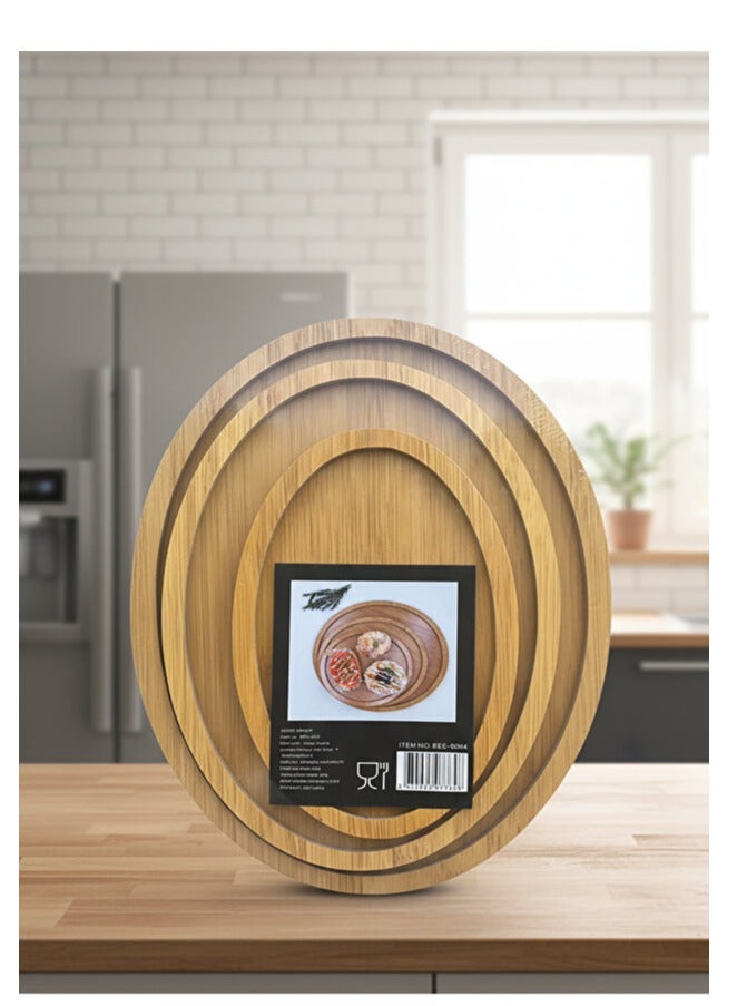 3-piece bamboo serving tray set, wooden serving platter, serving board with rim for kitchen table, home dining table, coffee table, fruit pot, and plants. - Image 3