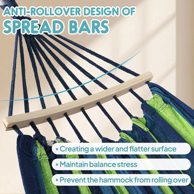 Anyoo Garden Hammock with Wooden Rod, Comfortable Portable Hammock with Belt Accessory, Carry Case for Indoor/Outdoor Patio Garden Beach - Image 4