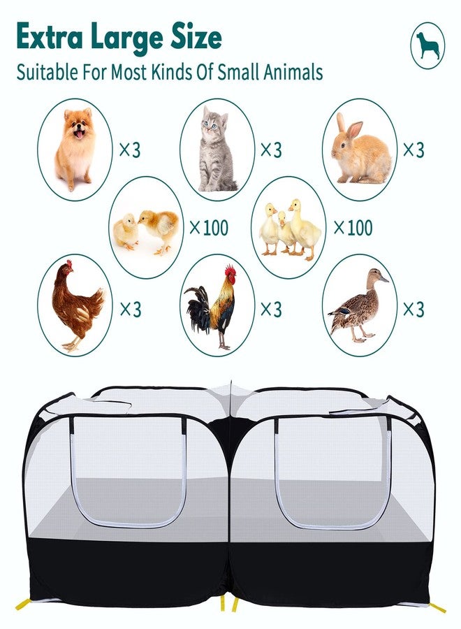 Ineariu Small Animals Playpen,Pet Cage Tent Large Chicken Run Coop with Detachable Bottom Breathable Transparent Mesh Walls, Foldable Pet Enclosure for Puppy Kitten Rabbits Indoor Outdoor Playpen - Image 4