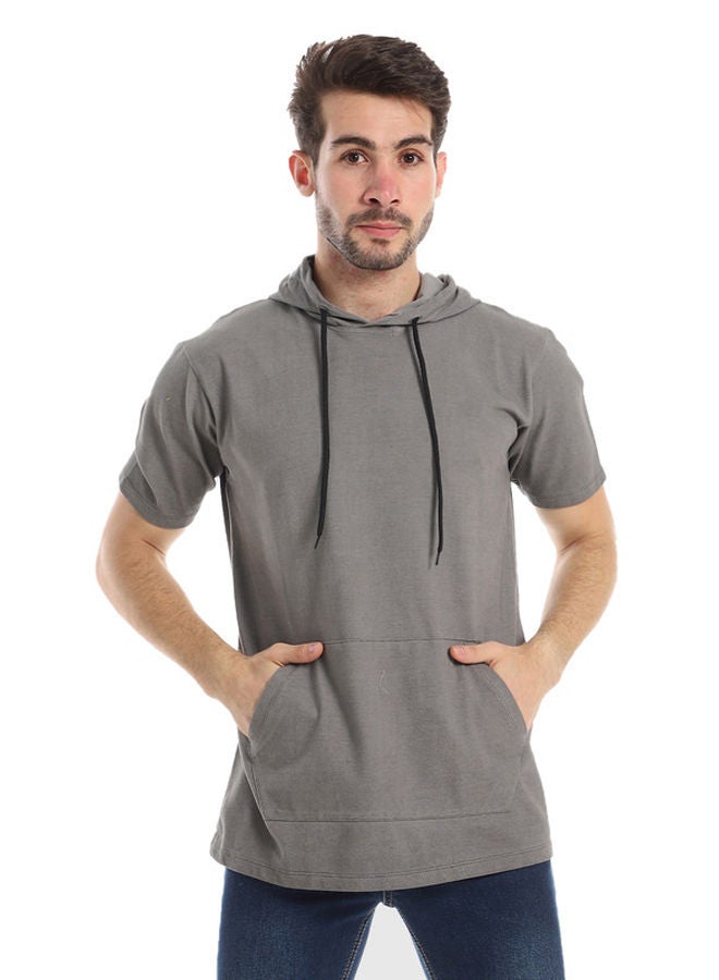 WHITE RABBIT White Rabbit Short Sleeves Front Kangaroo Pocket Hooded T-Shirt  - Image 1