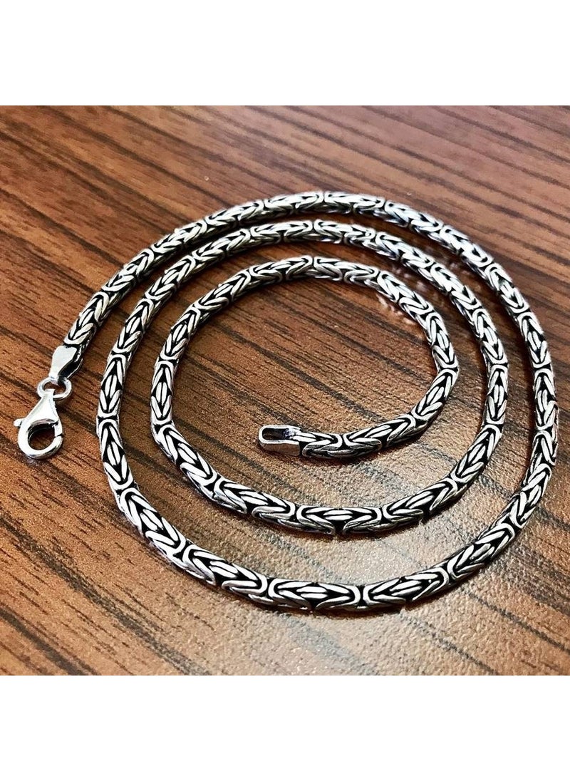 Takı Dükkanı Jewelry Shop Silver King Men's Necklace Chain 55CM 4mm 32GR msn18-4  - Image 1