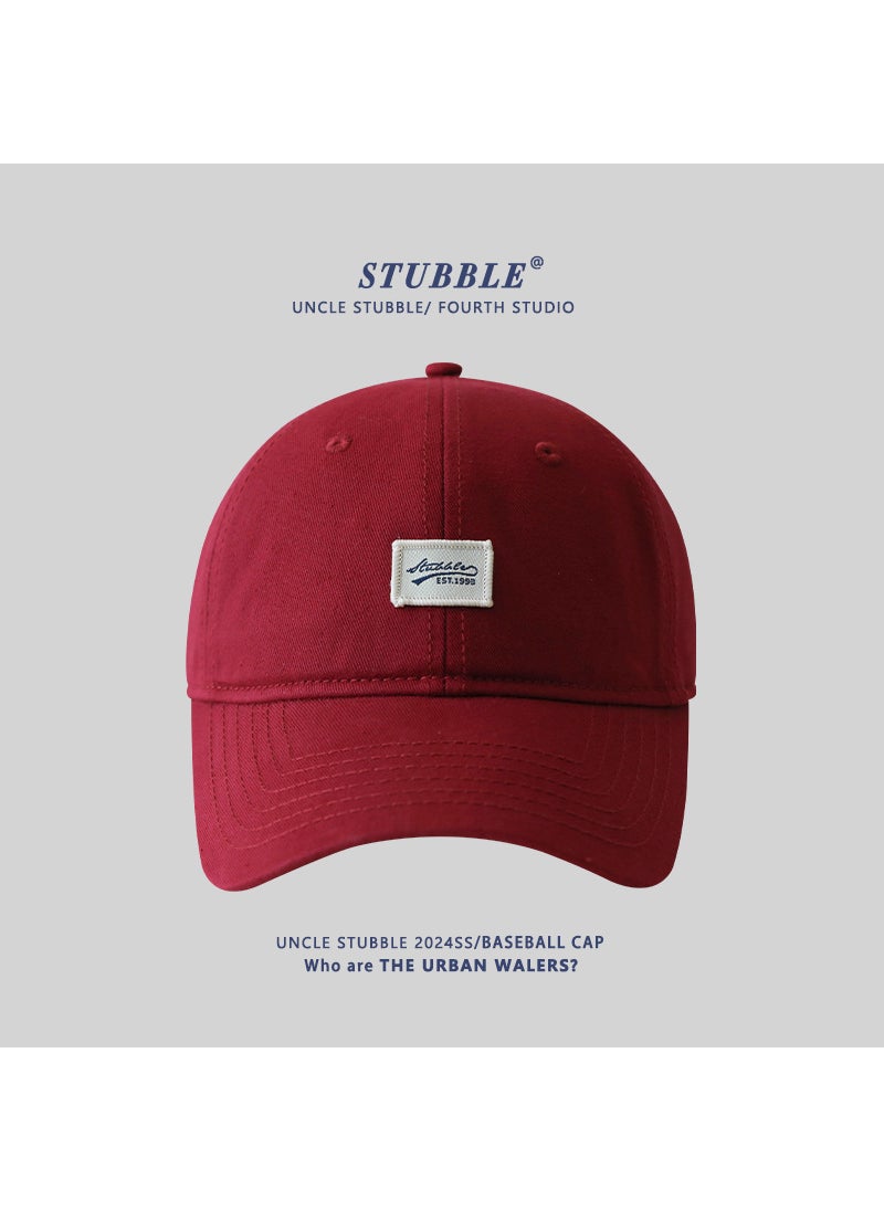Generic Oversized Baseball Cap Unisex Soft-top wine red 