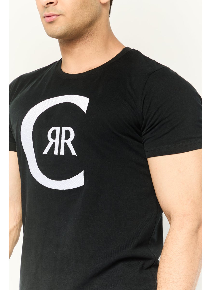 CERRUTI 1881 - Men Round Neck Short Sleeves Brand Logo T-Shirt, Black - Image 1
