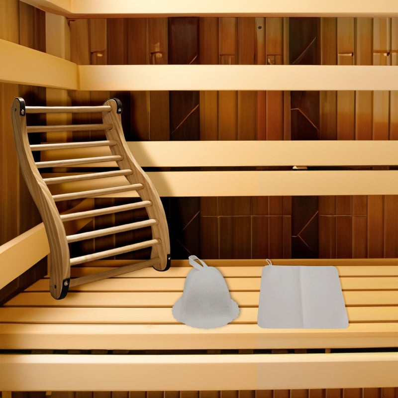 BESTNEWIE Red Cedar Sauna Backrest for Barrel or Infrared Sauna Slip-Resistant, Non-Toxic, Comfortable S-Shape Design - Cedar Sauna Accessories with Felt Sauna Hat and Seat Pad (1 Pack) - Image 3