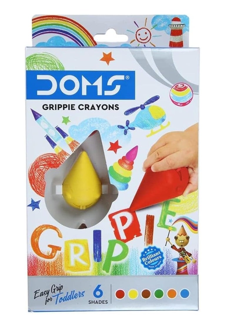 دومس أقلام تلوين دومز جريبي، 6 ظلال متنوعة بألوان رائعة وفنون وحرفية للأطفال - Image 1