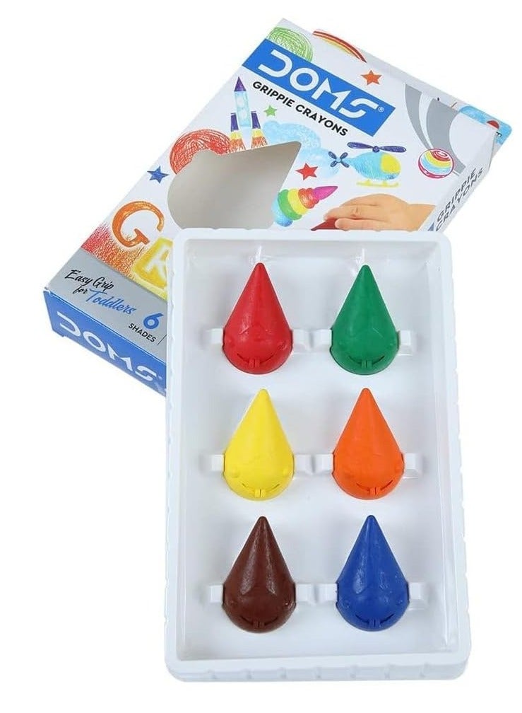 دومس أقلام تلوين دومز جريبي، 6 ظلال متنوعة بألوان رائعة وفنون وحرفية للأطفال - Image 3