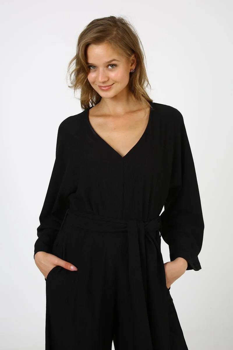 الكسندر جاردي Alexandergardı Wide Leg Slit Jumpsuit (B21-42000)
