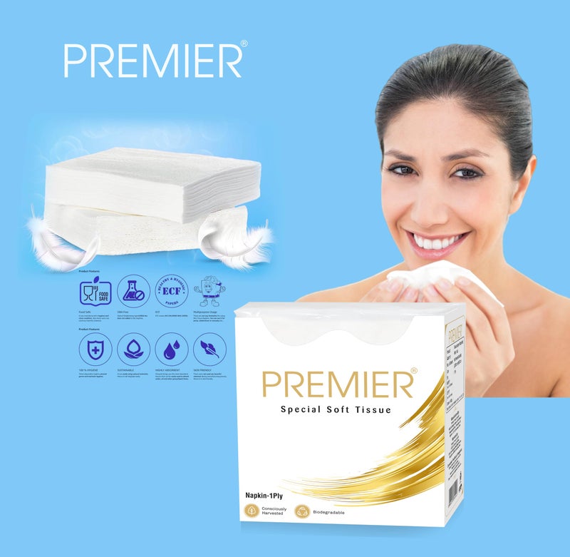 Premier Tissue Paper Napkins, 1 Ply - 90 Pulls (Pack of 6), 540 sheets | Ultra Absorbent Special Soft Tissue Napkins for Salons & Spa, Perfect for event, offices - Image 3