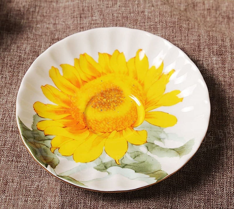 123Arts Ceramic Teacup Sunflower Vintage Chintz Porcelain Coffee Mug Tea Cup With Saucer - Image 3
