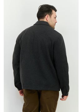 Threadbare Men Solid Long Sleeves Jacket Shirt, Charcoal  - Image 3