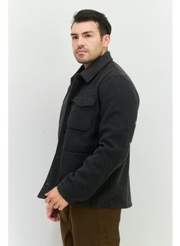 Threadbare Men Solid Long Sleeves Jacket Shirt, Charcoal  - Image 2