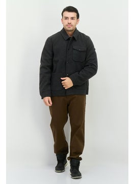 Threadbare Men Solid Long Sleeves Jacket Shirt, Charcoal  - Image 4