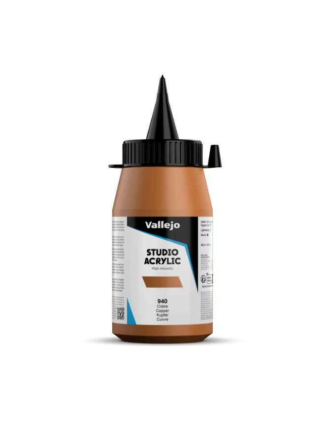 فاليجو طلاء أكريليك ستوديو ٥٠٠ مل - نحاسي رقم ٩٤٠ | أكريليك معدني عالي الصبغة للفنانين المحترفين