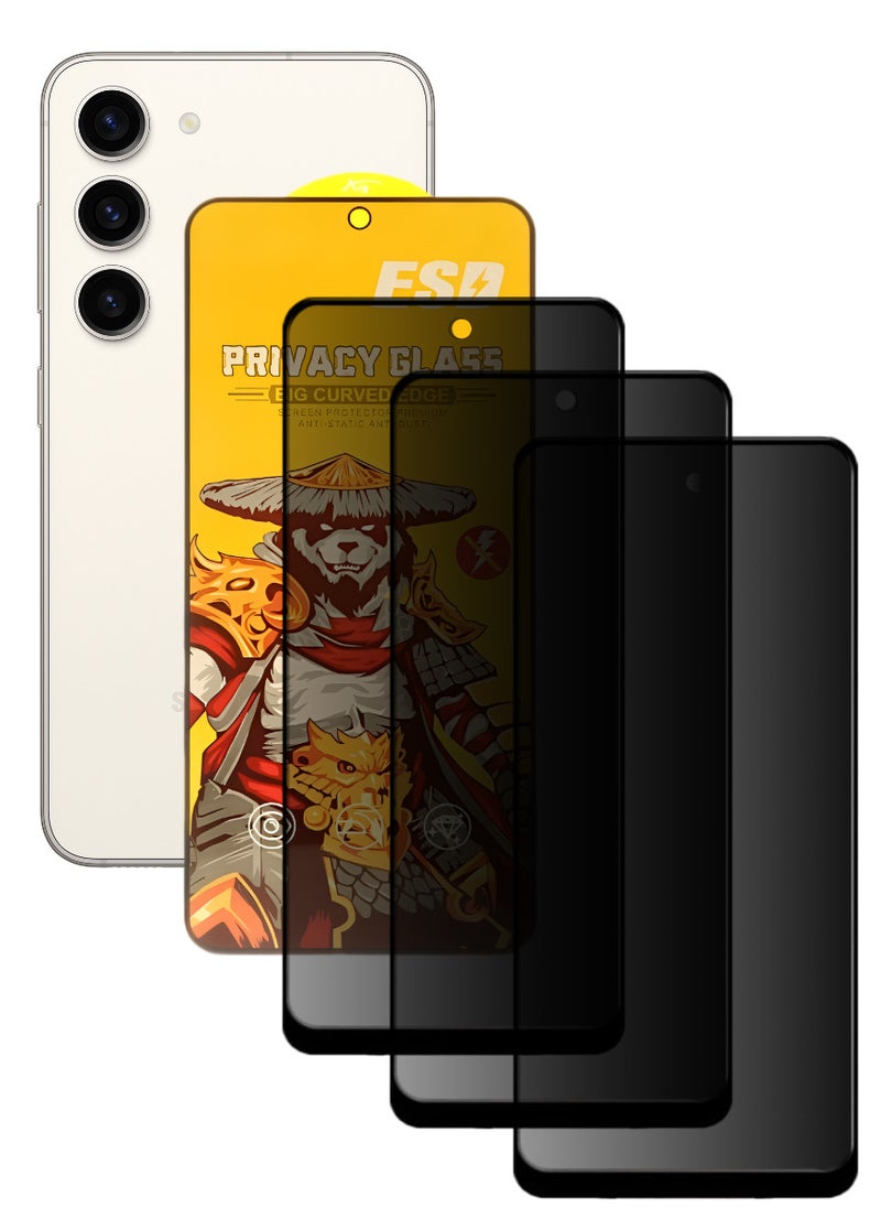ESD 3 Pieces Tempered Dustproof Privacy Glass Screen Protector Compatible For Samsung Galaxy S23 - Image 1