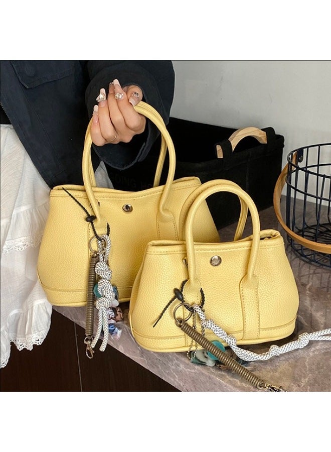 Shoulder Bag Elegant Western Style Crossbody Bag 2025 Niche Fashion Large Capacity All-match Handbag For Women-Color:Chick Yellow-Size:Small Size With Pendant  - Image 1