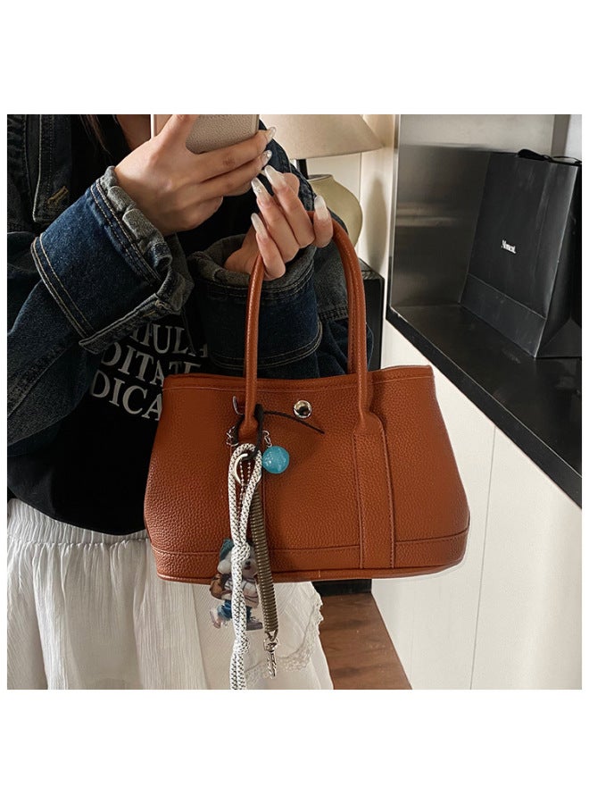 Shoulder Bag Elegant Western Style Crossbody Bag 2025 Niche Fashion Large Capacity All-match Handbag For Women-Color:Chick Yellow-Size:Small Size With Pendant  - Image 2