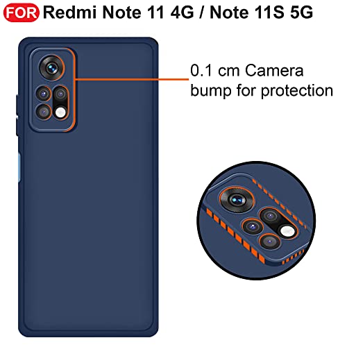 CEDO Back Cover for Redmi Note 11 / Note 11s (4G) | Camera Bump Protection & Inner Velvet Fabric Lining | Ultra Slim Matte Soft Rubberised Case Cover (Blue) - Image 4