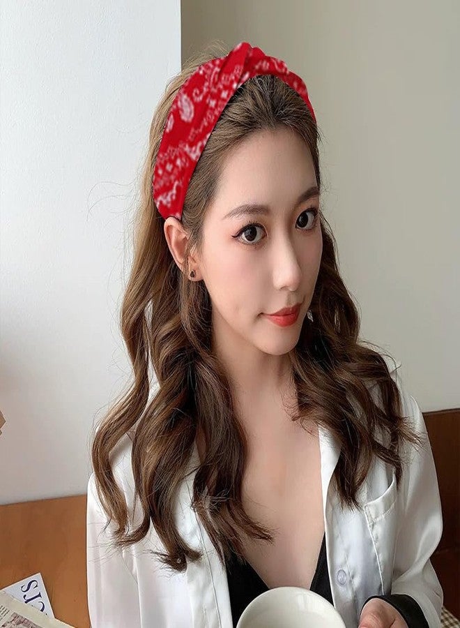 Yreamont Top Knot Headband for Women Bandana Headband Womens Red Knotted Headband Flower Print Hair Band Boho Hairbands for Women's Hair Halloween Head Band Cute Hair Accessories for Women Girls Head Bands - Image 5