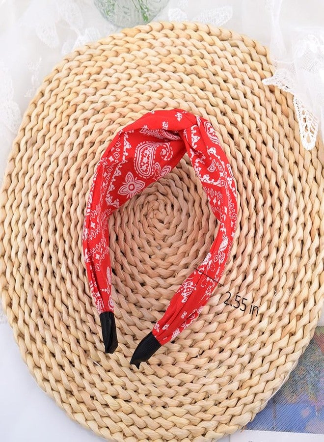 Yreamont Top Knot Headband for Women Bandana Headband Womens Red Knotted Headband Flower Print Hair Band Boho Hairbands for Women's Hair Halloween Head Band Cute Hair Accessories for Women Girls Head Bands - Image 3