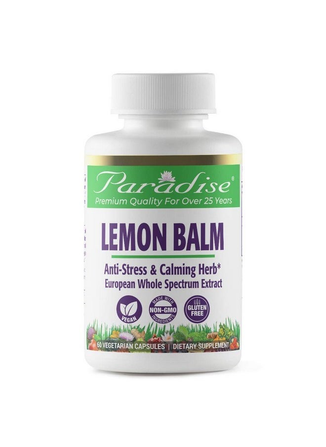 Paradise Herbs Lemon Balm Extract Vegan Non Gmo Gluten Free 60 Vegetraian Capsules  - Image 1