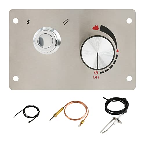 TEENGSE Fire Pit Gas Burner Spark Ignition Kit Indoor Outdoor Flame Fail Safe Valve, Gas Control Kit Push Button Ignition Upgrade Rotary Button Control Valve Integrated Stainless Steel Control Panel - Image 1