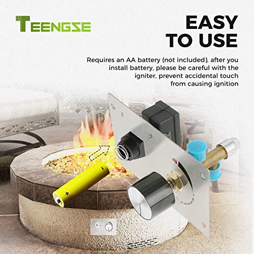 TEENGSE Fire Pit Gas Burner Spark Ignition Kit Indoor Outdoor Flame Fail Safe Valve, Gas Control Kit Push Button Ignition Upgrade Rotary Button Control Valve Integrated Stainless Steel Control Panel - Image 5